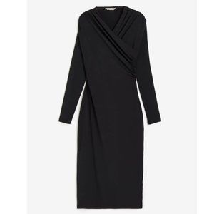 H&M Black Draped Bodycon Dress, XS